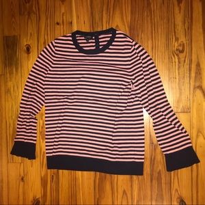 Pink and navy striped sweater